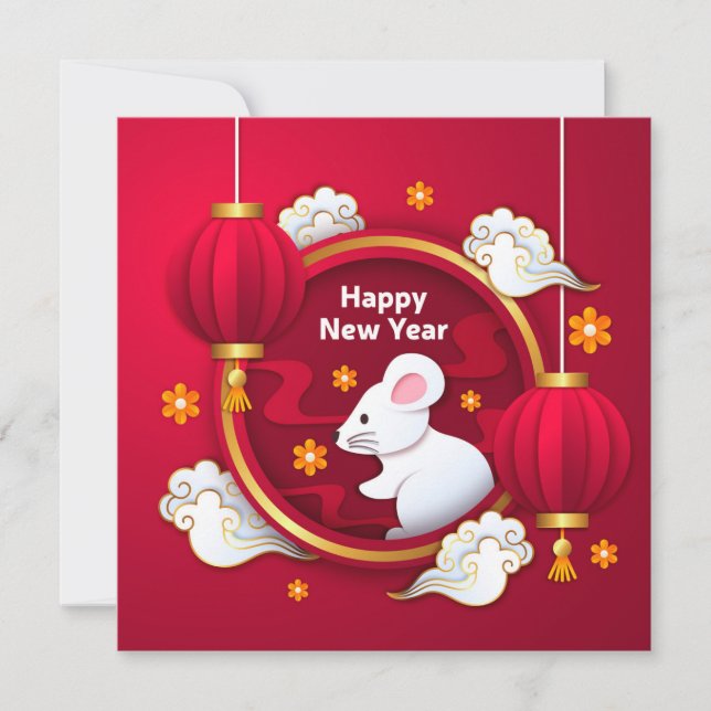 Happy New Year - Year of the Rat Inbjudningar (Framsida)
