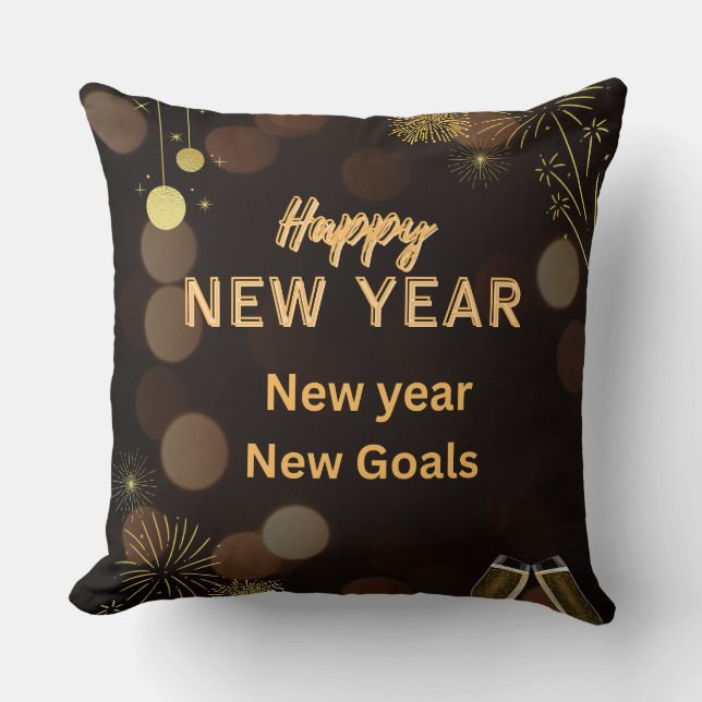 Happy new yearThrow Pillow design.instant download Kudde (Framsida)