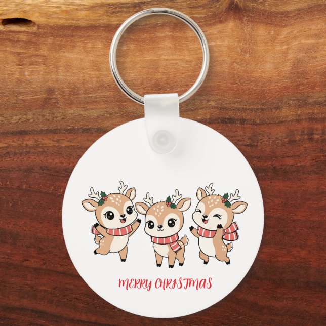 Happy Noel Baby Deers Nyckelring (Baksida)