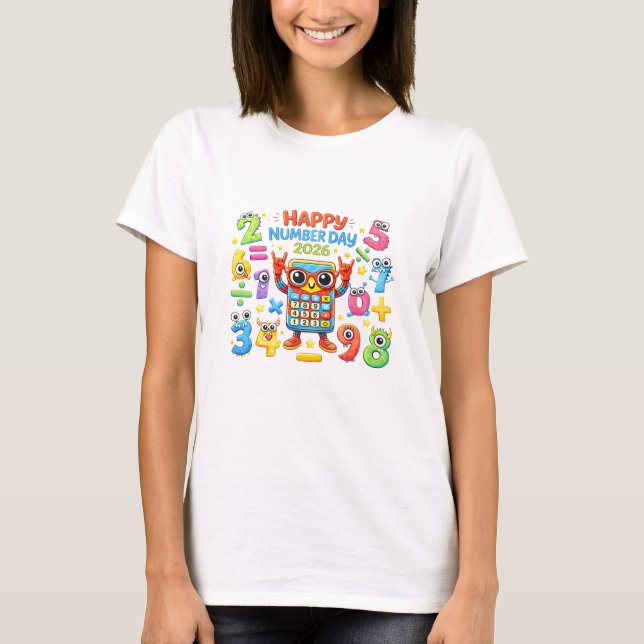 Happy Number Day 2026 Cute Maths T Shirt for Kids (Framsida)