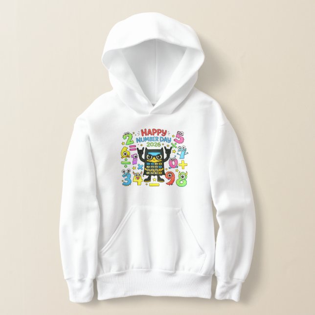 Happy Number Day Cute Calculator Math Hoodie T Shirt (Laydown)