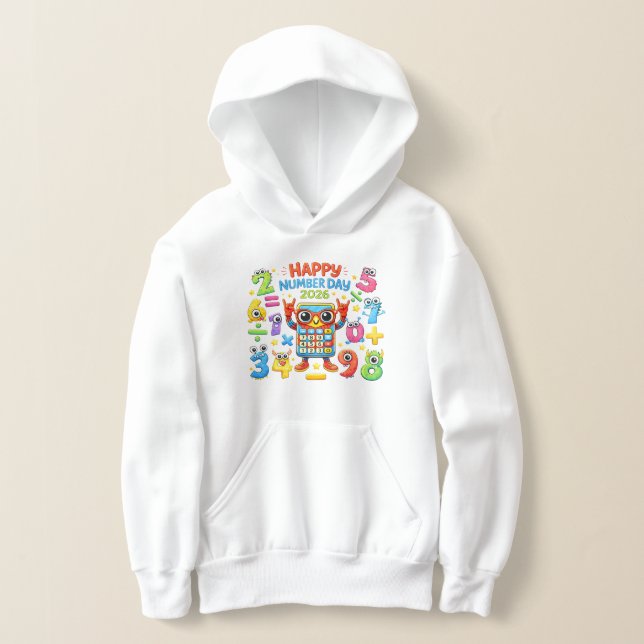 Happy Number Day Cute Maths Hoodie for Kids T Shirt (Laydown)