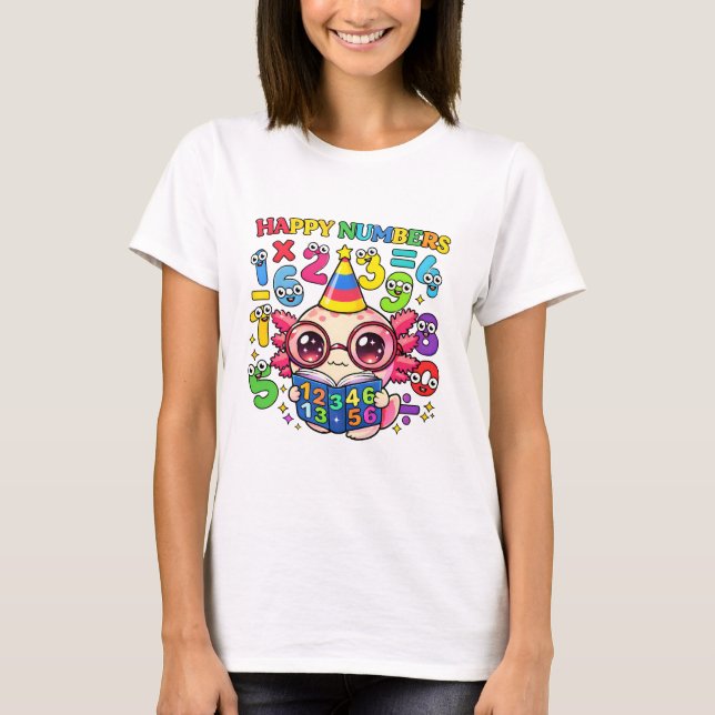 Happy Numbers Cute Maths T Shirt for Kids (Framsida)