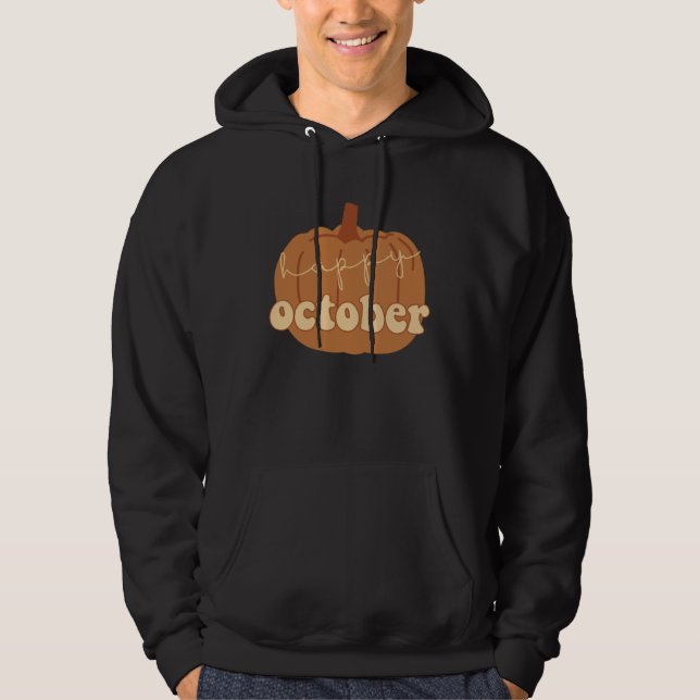 Happy October Fall Pumpkin Hoodie (Framsida)