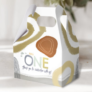 Happy One First Birthday boy Favor Boxes Presentaskar