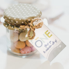 Happy One First Birthday boy Gift Tag Presentetikett