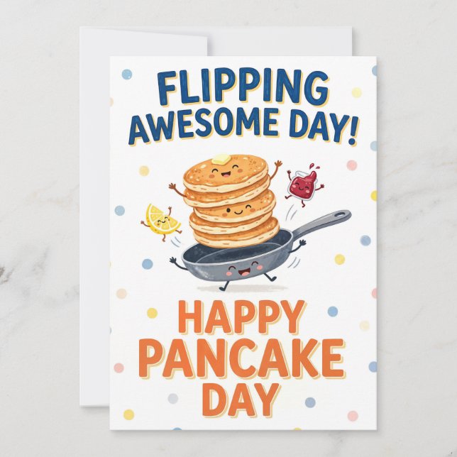 Happy Pancake Day Greeting Card - Flipping Pancake Julkort (Framsida)