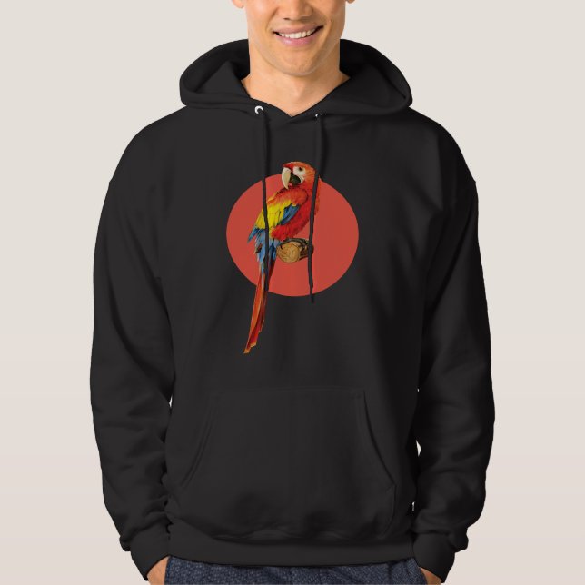 Happy Parrot Bird  Detailed Graphic Hoodie (Framsida)