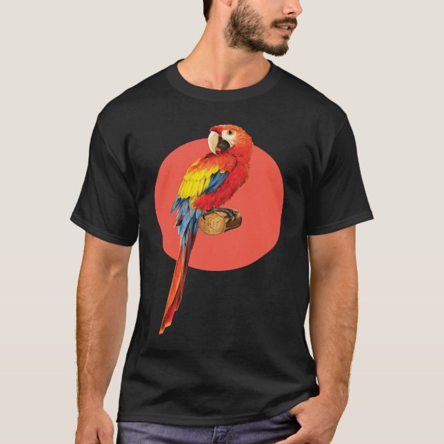 Happy Parrot Bird  Detailed Graphic T Shirt (Framsida)