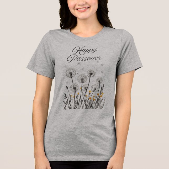 "Happy Passover" dandelion T-Shirt (Framsida)