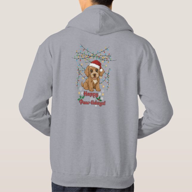 Happy Pawlidays Christmas Cockapoo T-Shirt Hoodie (Baksida)