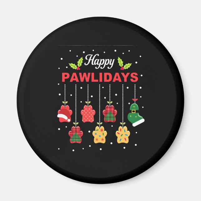 Happy Pawlidays Funny Christmas Dog Paw Xmas Dogs  Magnet (Framsidan)