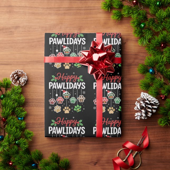 Happy Pawlidays Funny Christmas Dog Paw Xmas Dogs  Presentpapper (Julgåva)