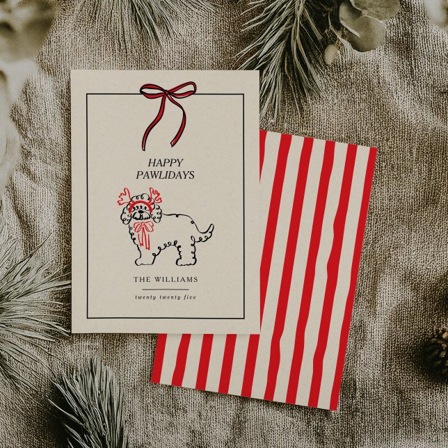 Happy Pawlidays Modern Dog Family Christmas Card Julkort (Skapare uppladdad)