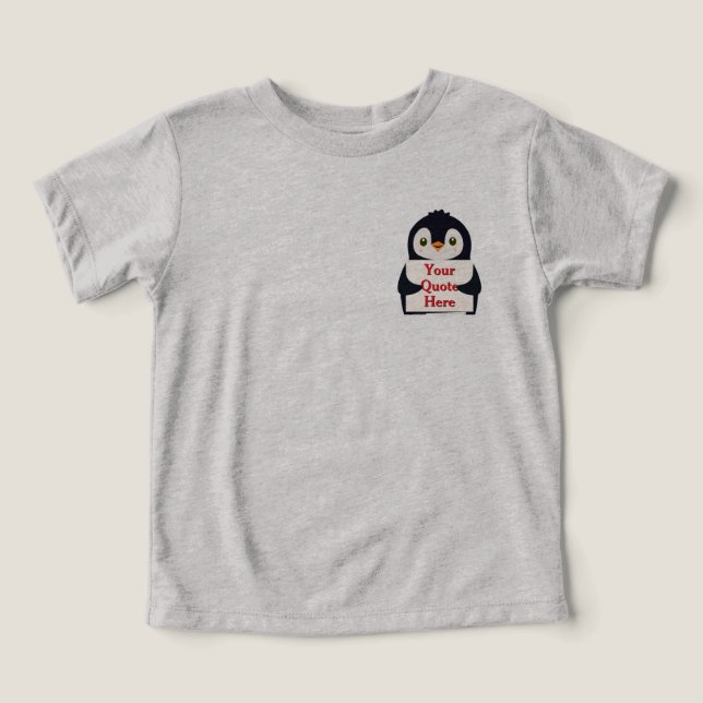 Happy penguin holding a sign to personalize t shirt (Design Framsida)