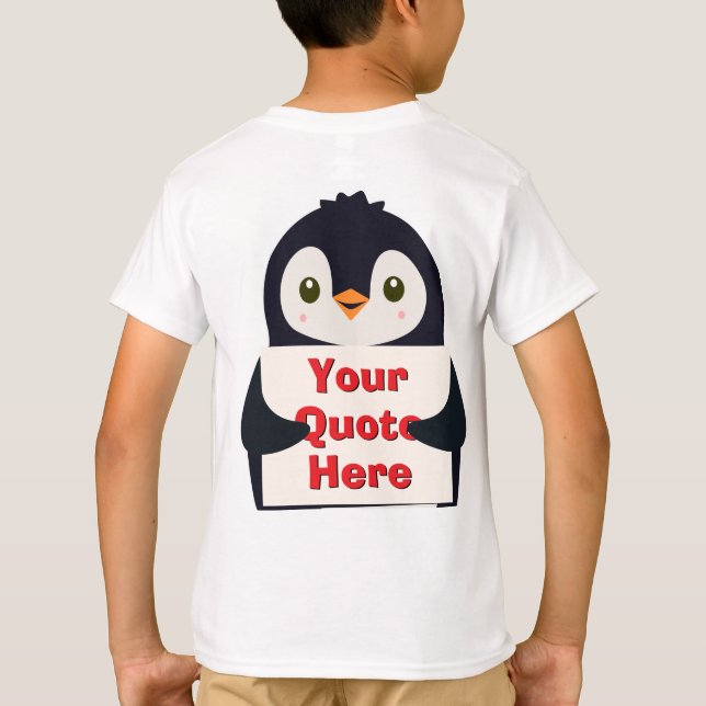 Happy penguin holding a sign to personalize t shirt (Baksida)