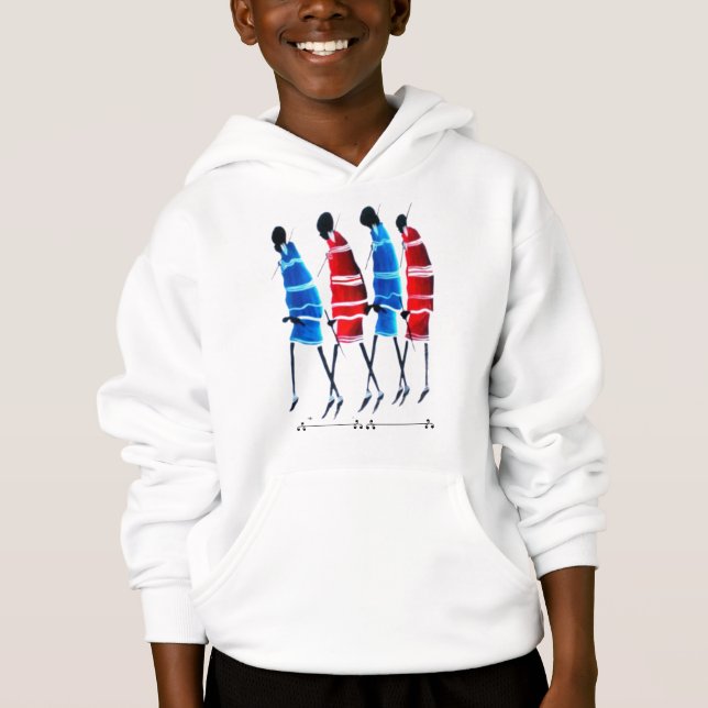 Happy People Maasai Warriors Walking Art Print T Shirt (Framsida)