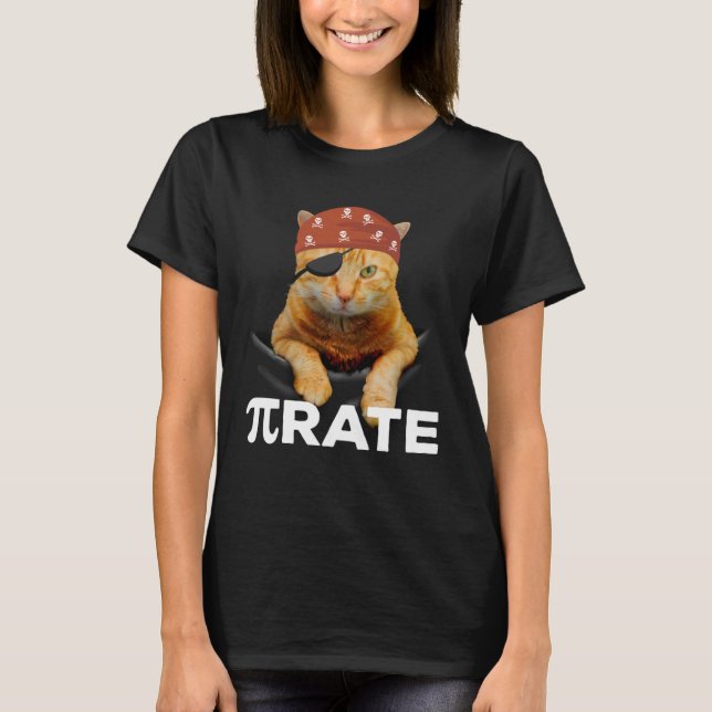 Happy PI Day 3 14 Pi Symbol Cat Pirate T Shirt (Framsida)