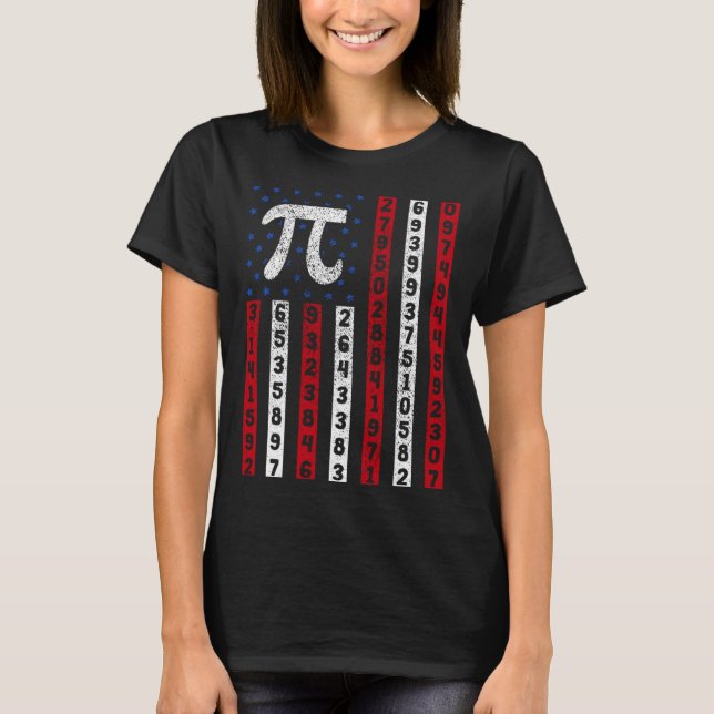 Happy Pi Day American Flag Kids Math Teacher Stude T Shirt (Framsida)
