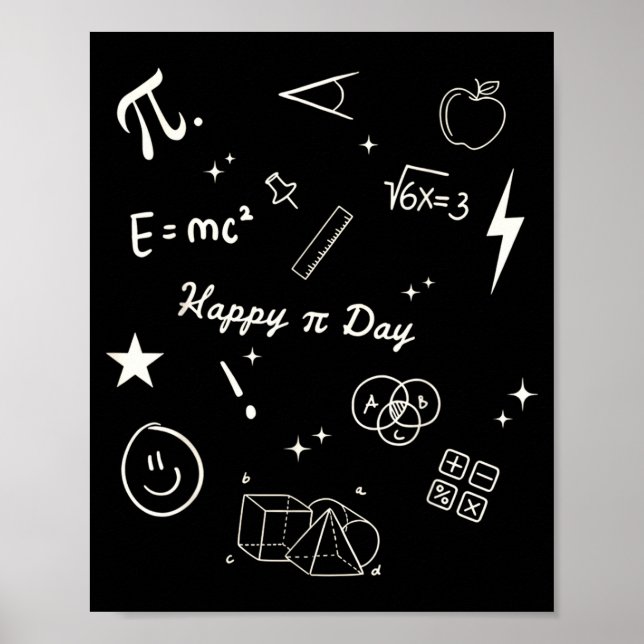 Happy Pi Day Be Funny Math Teacher Lovers 100s Day Poster (Framsidan)