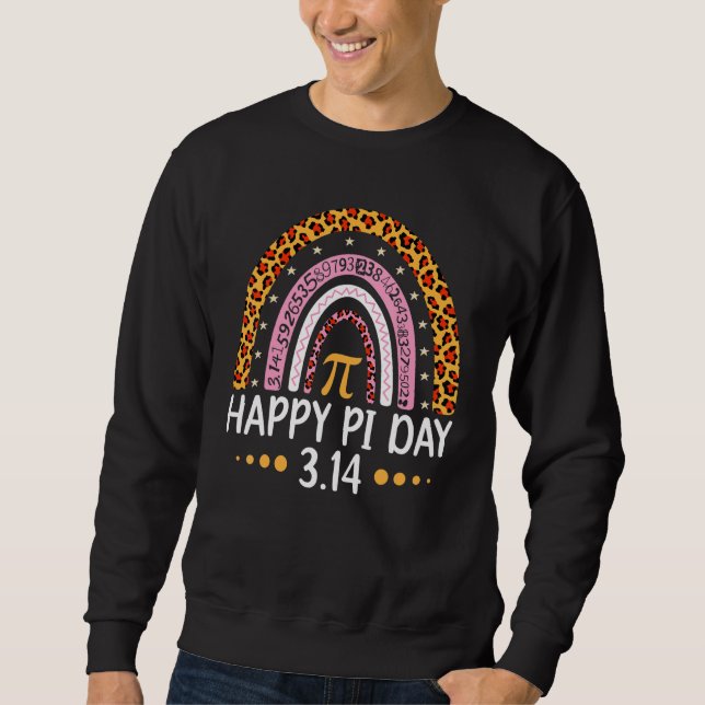 Happy Pi Day Mathematic Math Teacher Gifts Leopard Lång Ärmad Tröja (Framsida)