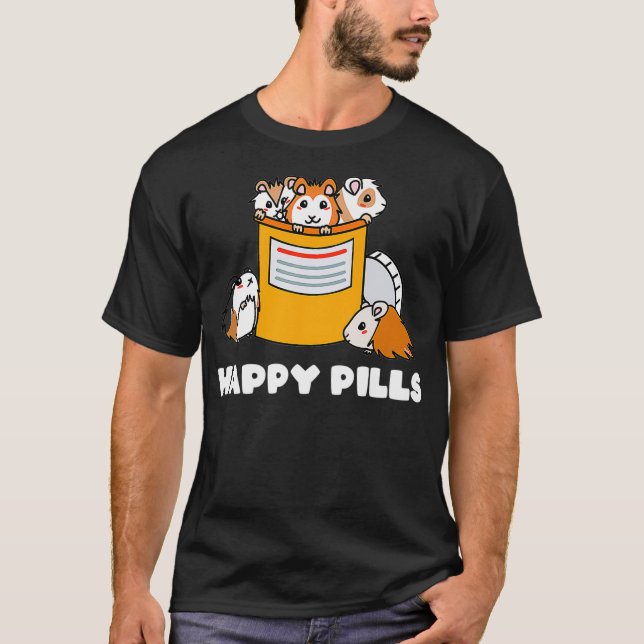 Happy Pills Guinea Pig Funny Cute Guinea Pig Premi T Shirt (Framsida)