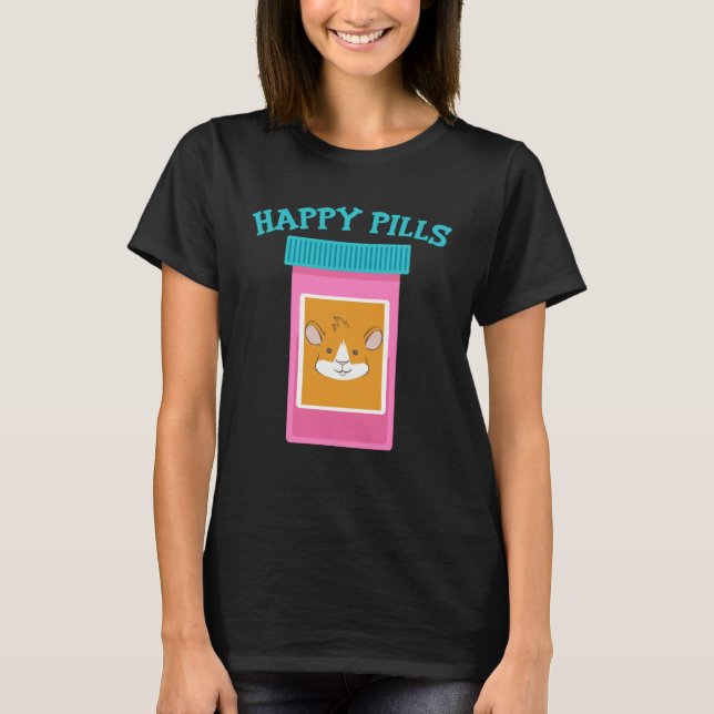 Happy Pills Medication Capsule Guinea Pig T Shirt (Framsida)