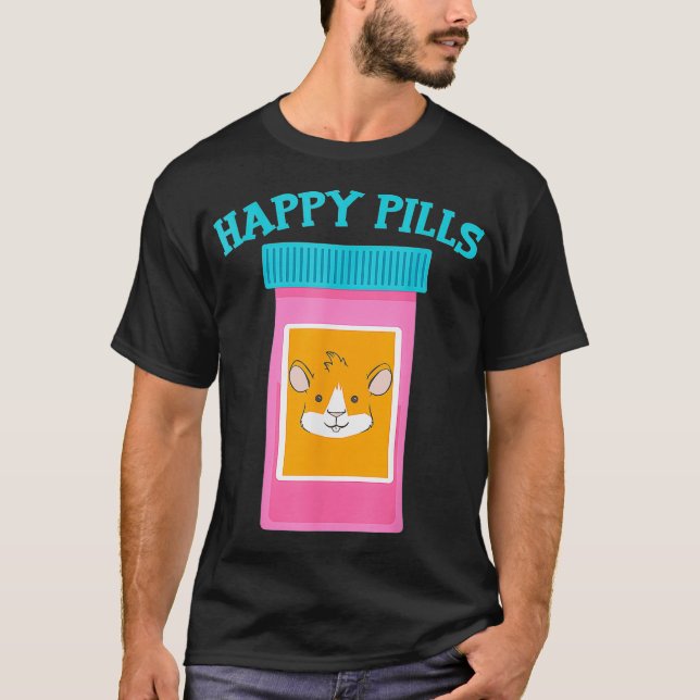 Happy Pills Medication Capsule Guinea Pig  T Shirt (Framsida)