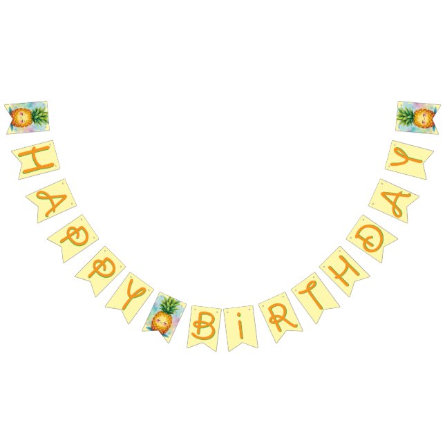 Happy Pineapple Bunting Banner for Birthday Vimplar (Alla)