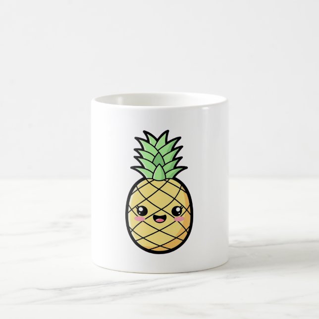 Happy Pineapple – Cute Kawaii Illustration Kaffemugg (Center)