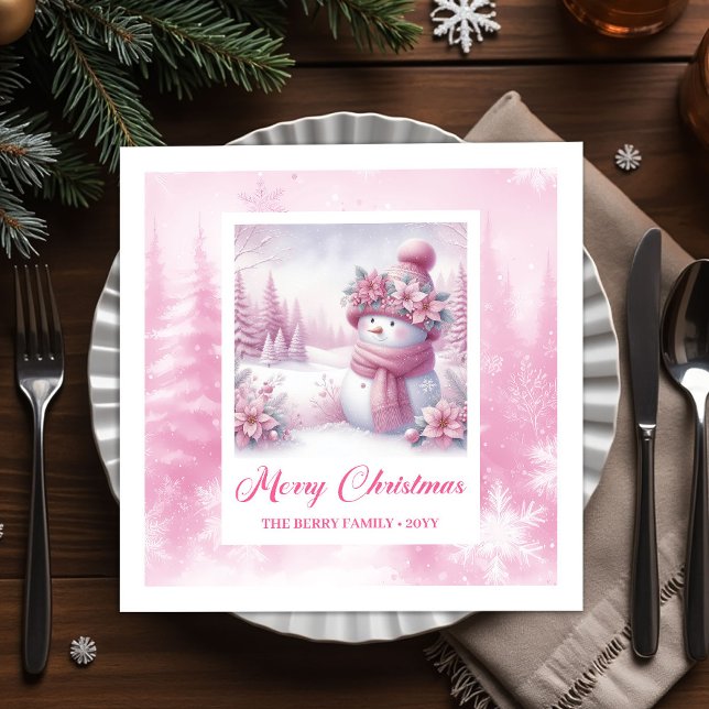 Happy Pinkmas Christmas Napkins Winter Forest Kids Pappersservett (Happy Pinkmas Christmas Napkins Winter Forest Kids Design)