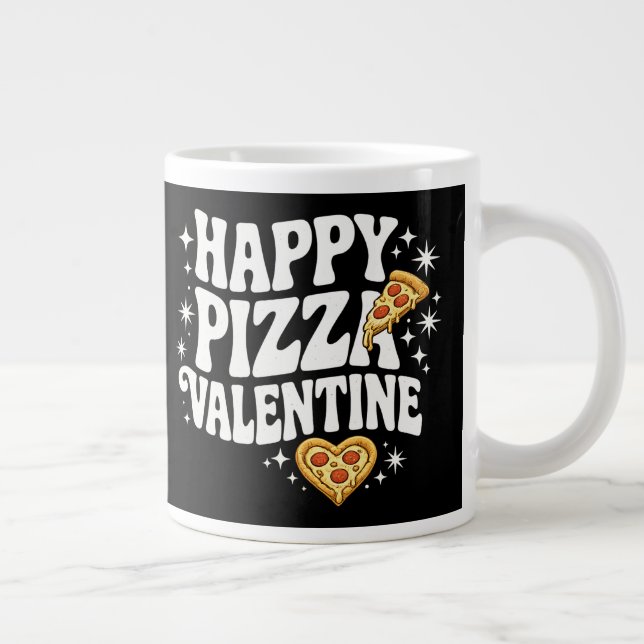 Happy Pizza Valentine Funny Pizza Love Design Jumbo Mugg (Höger)