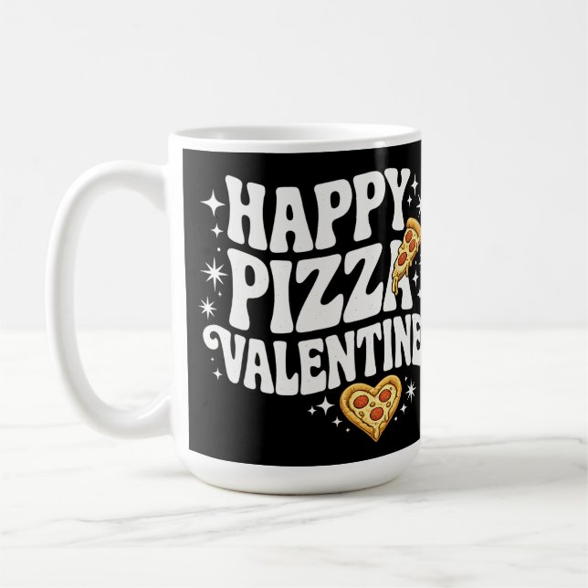 Happy Pizza Valentine Funny Pizza Love Design Kaffemugg (Vänster)