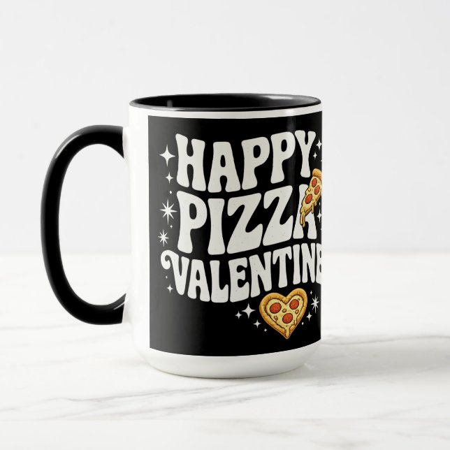 Happy Pizza Valentine Funny Pizza Love Design Mugg (Vänster)