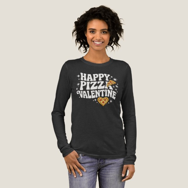 Happy Pizza Valentine Funny Pizza Love Design T Shirt (Hel framsida)