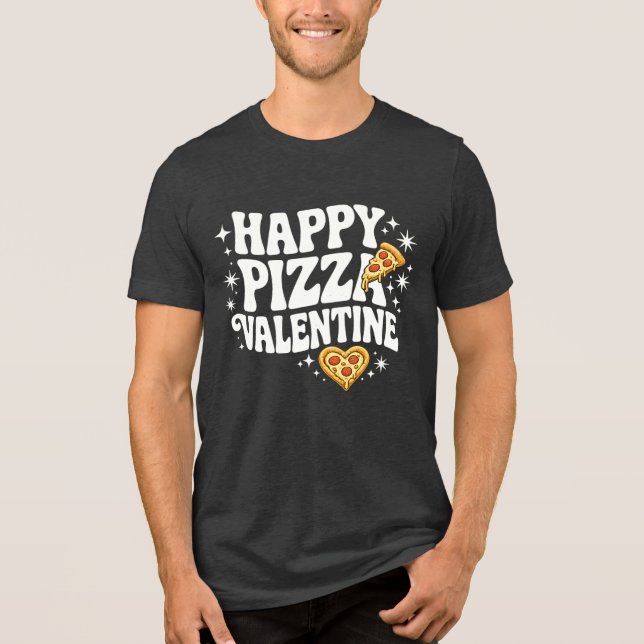 Happy Pizza Valentine Funny Pizza Love Design T Shirt (Framsida)