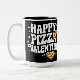 Happy Pizza Valentine Funny Pizza Love Design Två-Tonad Mugg