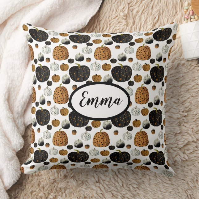 Happy polka dots pumpkin thanksgiving kudde (Filt)