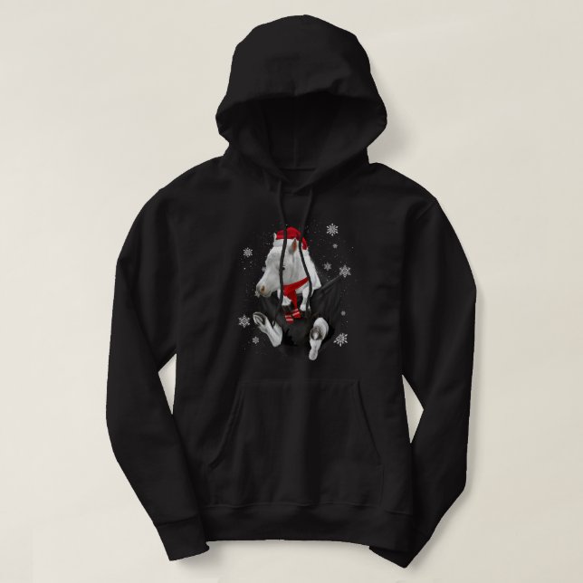 Happy Pony White Horse at Pocket Christmas Santa H Hoodie (Design framsida)