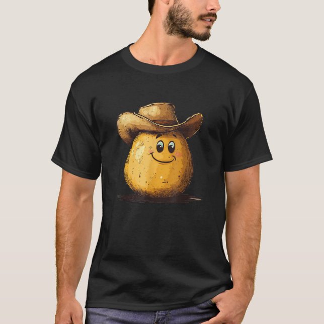 Happy Potato with Cowboy Hat Costume  T Shirt (Framsida)