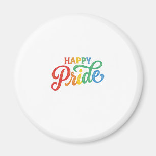 Happy Pride Vintage Rainbow Typography T-shirt_1 Magnet