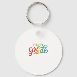 Happy Pride Vintage Rainbow Typography T-shirt_1 Nyckelring