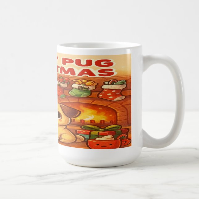 Happy Pug Christmas – Kawaii Holiday Mug  Kaffemugg (Höger)