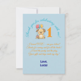Happy Puppy, 1st Birthday, Boy, Pawty, Flat Tack Kort