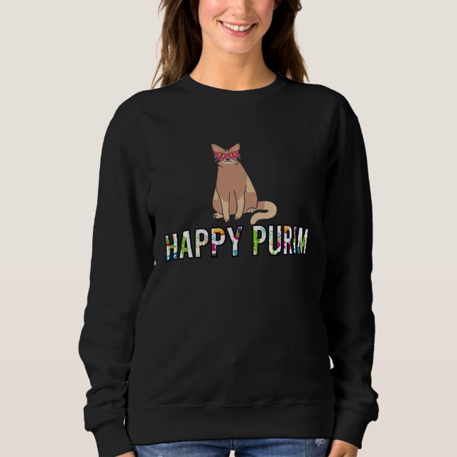Happy Purim Cat Funny Costume Jewish holiday Purim T Shirt (Framsida)