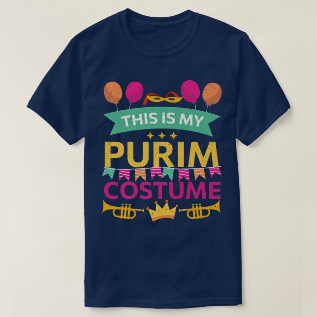 Happy Purim Costume Idea Cute Mask Hebrew Jewish H T Shirt (Design framsida)
