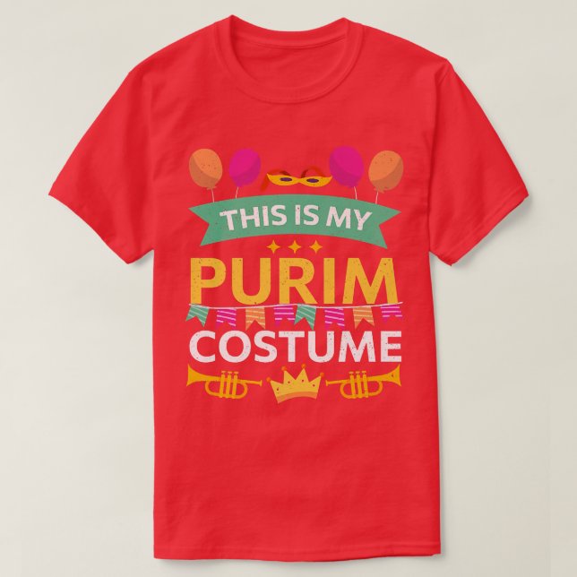 Happy Purim Costume Idea Cute Mask Hebrew Jewish H T Shirt (Design framsida)