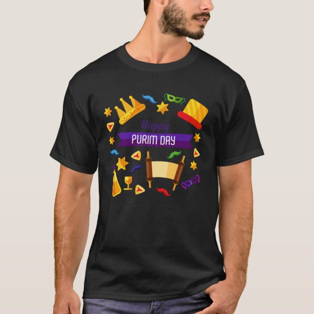 Happy Purim Day T Shirt (Framsida)