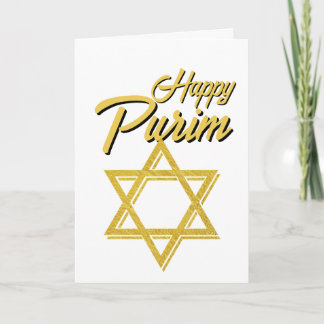 Happy Purim Greeting Card - Golden Star of David Kort
