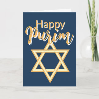 Happy Purim Greeting Card - Star of David Blue  Kort